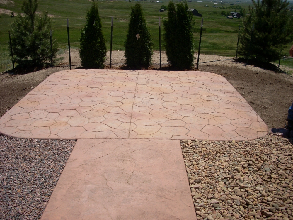 Stamped Concrete Patio with Trees
