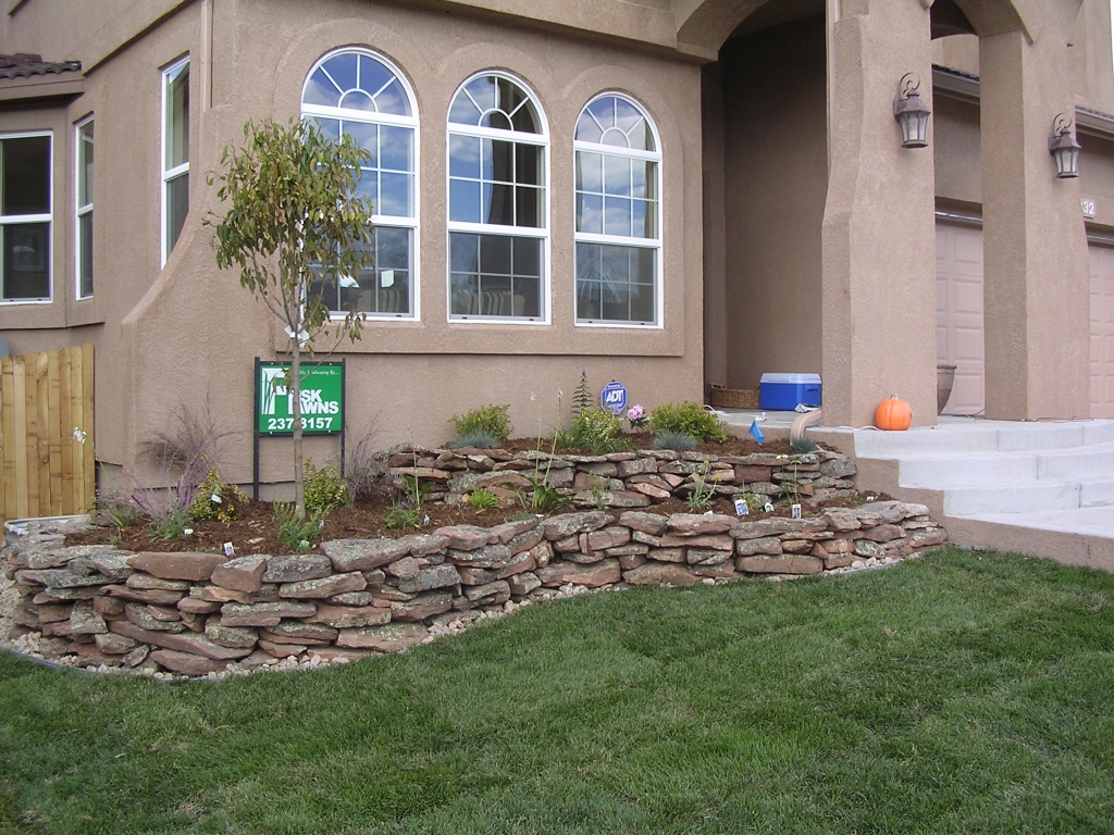 Front Lawn with Sod and Retaining Wall